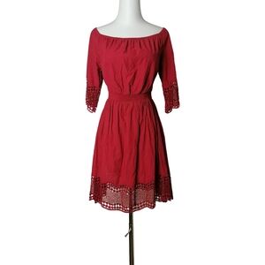 ❤️  L, maroon cotton off-the-shoulder dress by only